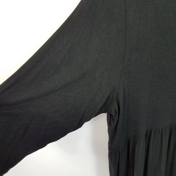 SIGNATURE STUDIO Women's SIZE 3X Black PULLOVER 3/4 SLEEVE Top CHOKER SCOOP NECK - Picture 4 of 7